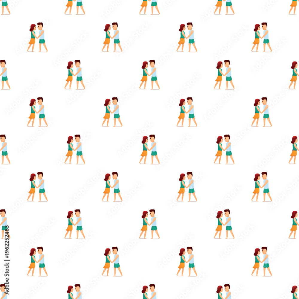 Fototapeta premium Happy couple dancing together, forming a repeating seamless pattern