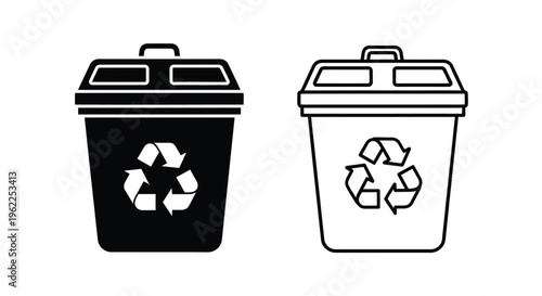 Two recycling bin icons one filled and one outlined shown side by side