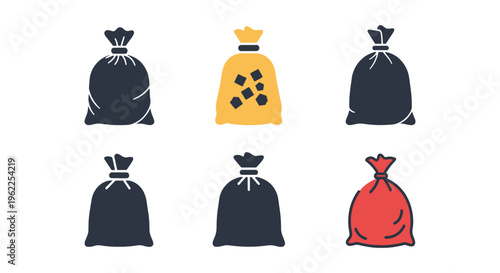 Trash bag Line art vector set creative abstract modern illustration