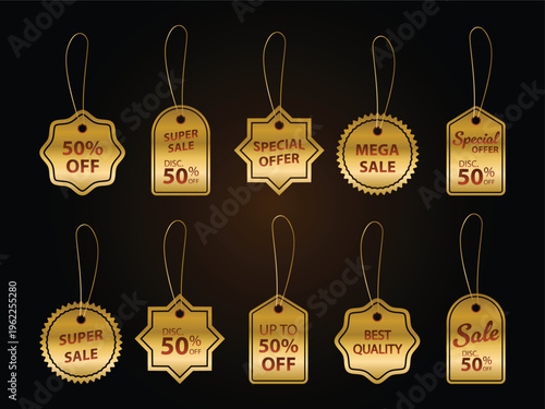 Discount tags with various percentage off labels
