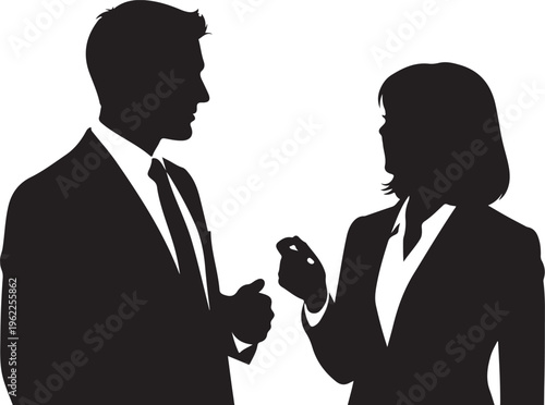 Business people, corporate silhouettes, professional men and women, black icons
