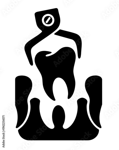 Tooth Extraction Procedure with Dental Forceps Removing Damaged Tooth from Gum