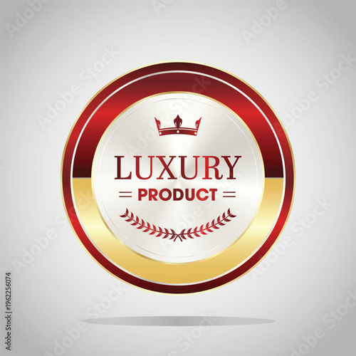 Luxury product emblem with regal crown and elegant design