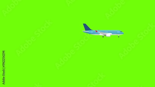 Passenger Plane, Airplane in the sky on green background