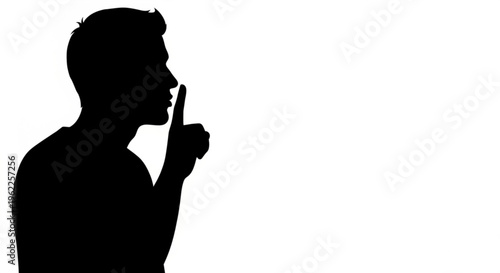 Shhh! Silence Gesture Silhouette with Copy Space