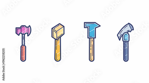 Four colorful illustration tools with different designs against a plain white backdrop