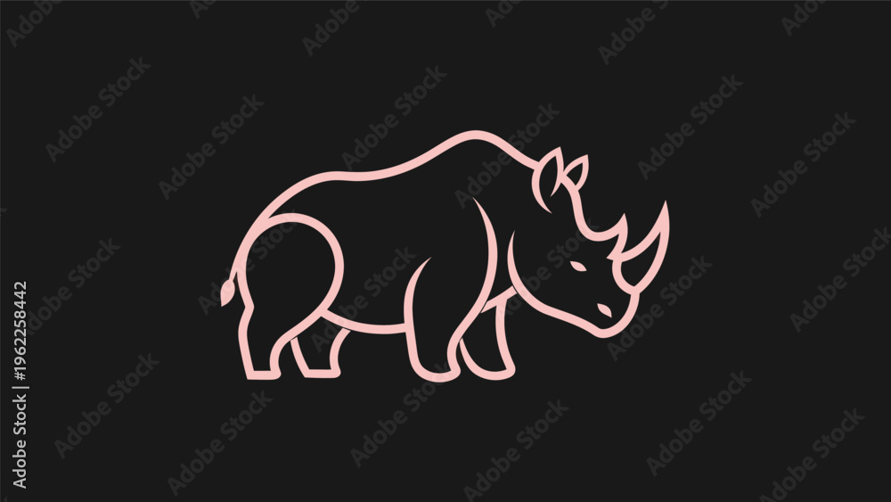 Fototapeta premium Pink rhino silhouette on black background