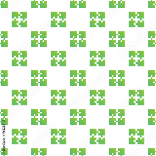 Connected green puzzle pieces forming a repeating logical pattern on white background