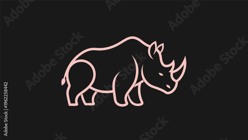 Pink rhino silhouette on black background