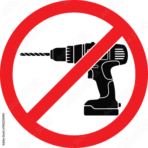 No drill needed, drill is prohibited. Vector icon.