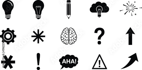 Black silhouette icons set isolated on transparent background