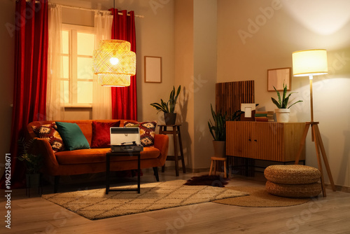 Comfortable sofa with moder...
