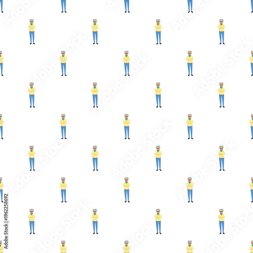 Bernie sanders in his iconic pose repeating in a seamless pattern on a white background