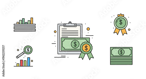 Conceptual representation of financial growth and achievement utilizing graphic illustrations