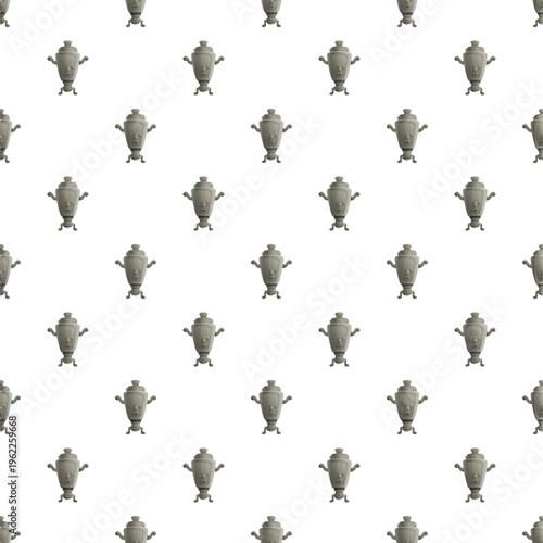 Samovars repeated in a seamless pattern, representing russian tea traditions