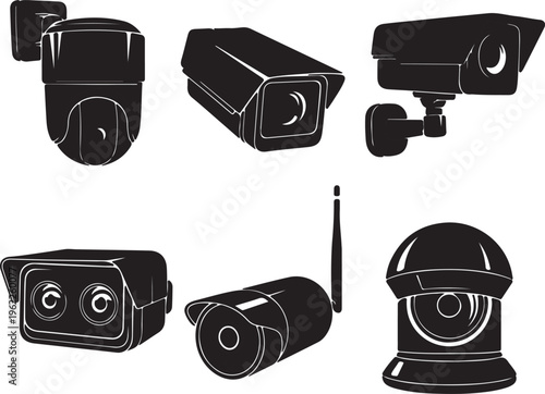 Observation CCTV camera icon set. Surveillance camera. 2