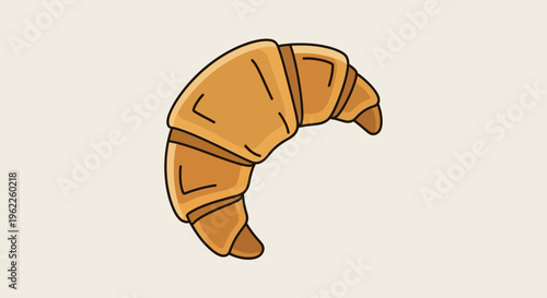 Cartoon illustration of a flaky, golden-brown croissant, food isolated on a clean background