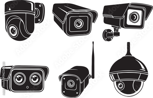 Observation CCTV camera icon set. Surveillance camera. 2