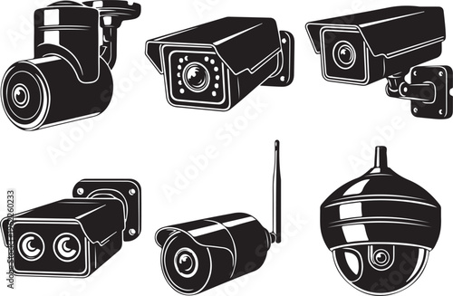 Observation CCTV camera icon set. Surveillance camera. 2