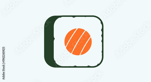 Minimalist Sushi Roll Illustration on a Light Background with Modern Graphic Design