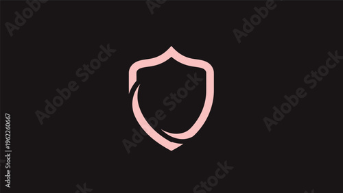 Pink shield icon on black background