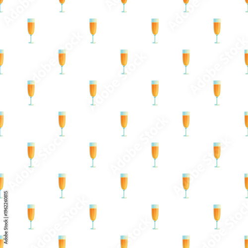Champagne flutes filled with sparkling beverage creating a festive seamless pattern for parties