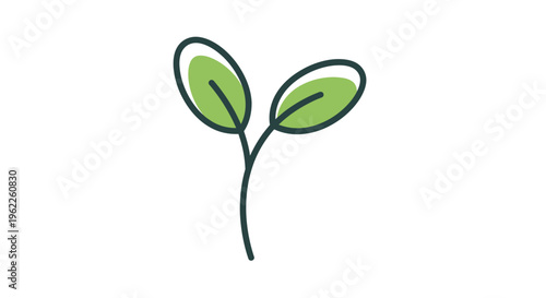 Minimalist illustration of a budding sprout, symbolizing growth and renewal in nature