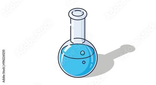 Illustration of a laboratory flask containing blue liquid and its associated shadow