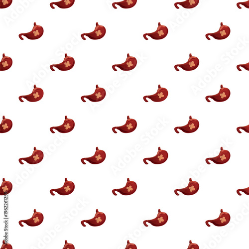 Stomach organs with a cross sign appearing in a seamless pattern, representing health and medical issues