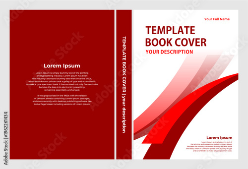modern book cover template, background with sharp red ribbon