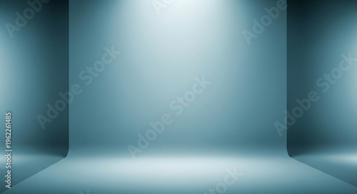 Empty studio background with smooth gradient and spotlight, perfect for product placement and advertisements.