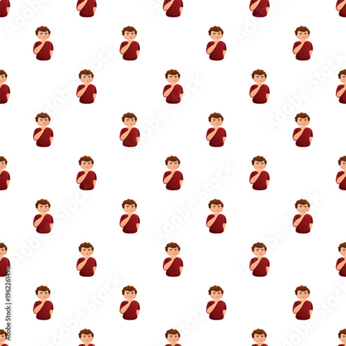 Cartoon man holding finger to lips in a shush gesture creating a seamless pattern
