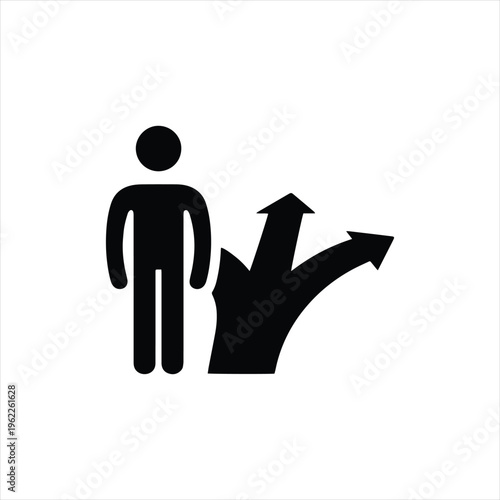 Directional sign with human figure and arrow