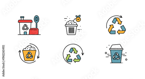 Waste reduction Line art modern simple illustration vector