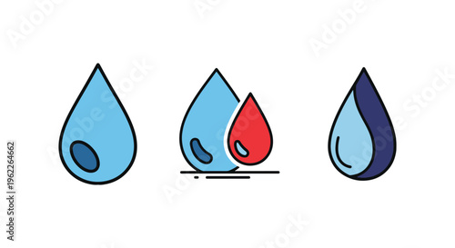 Water Drop Icon Line art modern colorful shapes vector