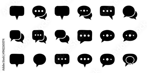 A collection of various chat and speech bubbles icons on a white background.