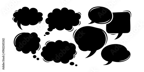 Speech bubbles are floating in air for conversation and communication purpose