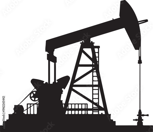 Oil pump jack or petrol pumpjack flat vector icon for gasoline apps and websites