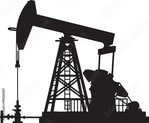 Oil pump jack or petrol pumpjack flat vector icon for gasoline apps and websites