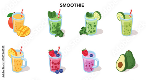 A Colorful Assortment of Fresh and Healthy Smoothie Variations for Beverages