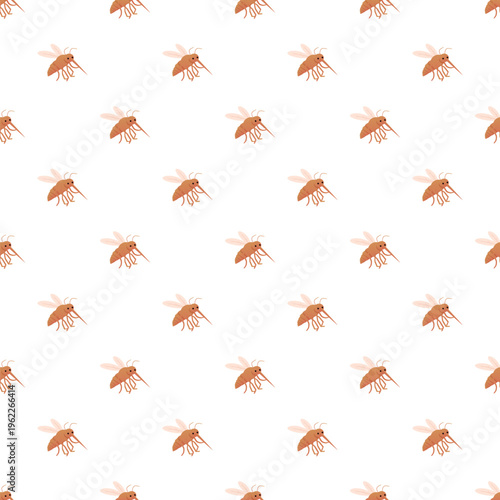 Mosquitoes pattern repeating on a white background, representing insect pest issues