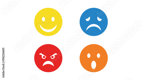 Four distinct emoji faces representing a range of human emotions