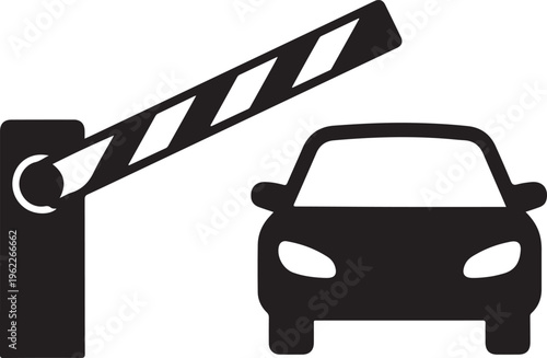 Open barrier, car vector icon