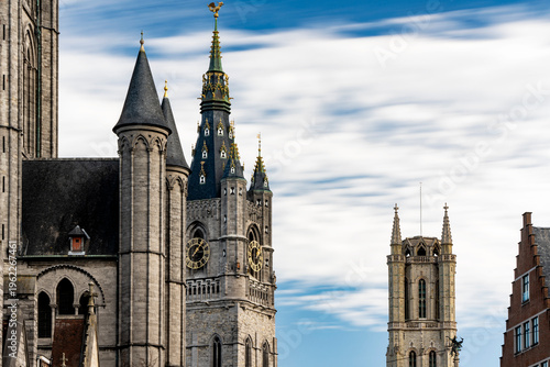 Saint Bavo's Cathedral - Sint-Baafs Cathedral in Long Exposure Against Moving Clouds, Ghent, Belgium