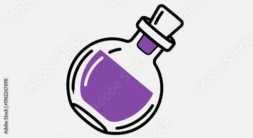 Illustration of a potion bottle with purple liquid, suitable for games and design uses