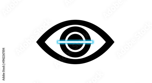 Abstract eye symbol with blue line representing data scanning and vision technology