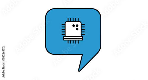Conceptual image of circuit board inside a speech bubble representing technological communication