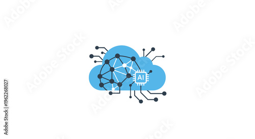 Conceptual representation of artificial intelligence and cloud computing technology