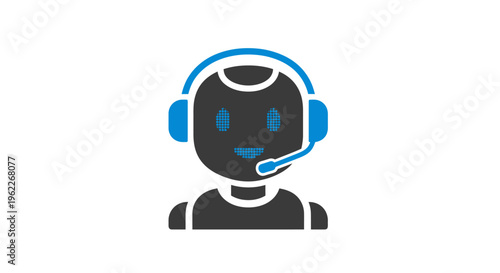 Iconic representation of a support bot with headphones, perfect for digital assistance