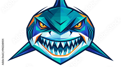 Cartoon shark head with sharp teeth.